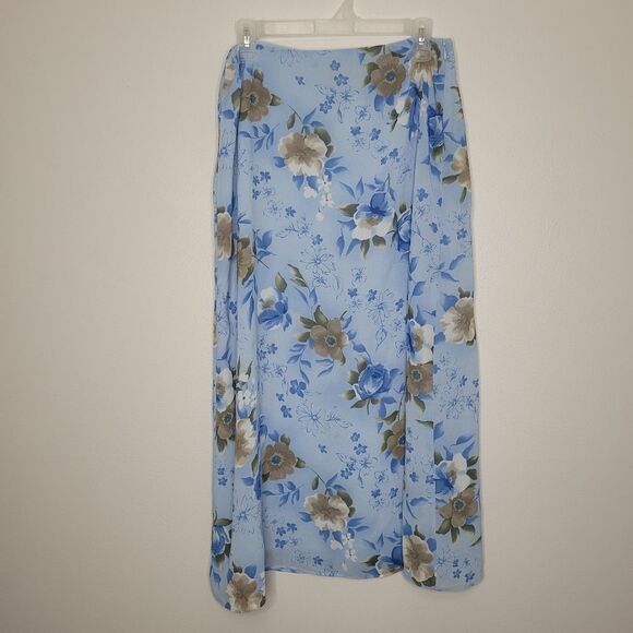 Vintage y2k 90s light blue floral ethereal dainty feminine skirt size large - Picture 1 of 5